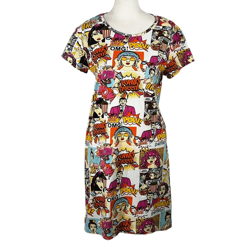 Like new! Colorful Cotton Candy Apparel Fabrics Pop Art T-Shirt Dress Sz…